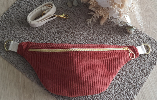 Sac banane velours brique origine