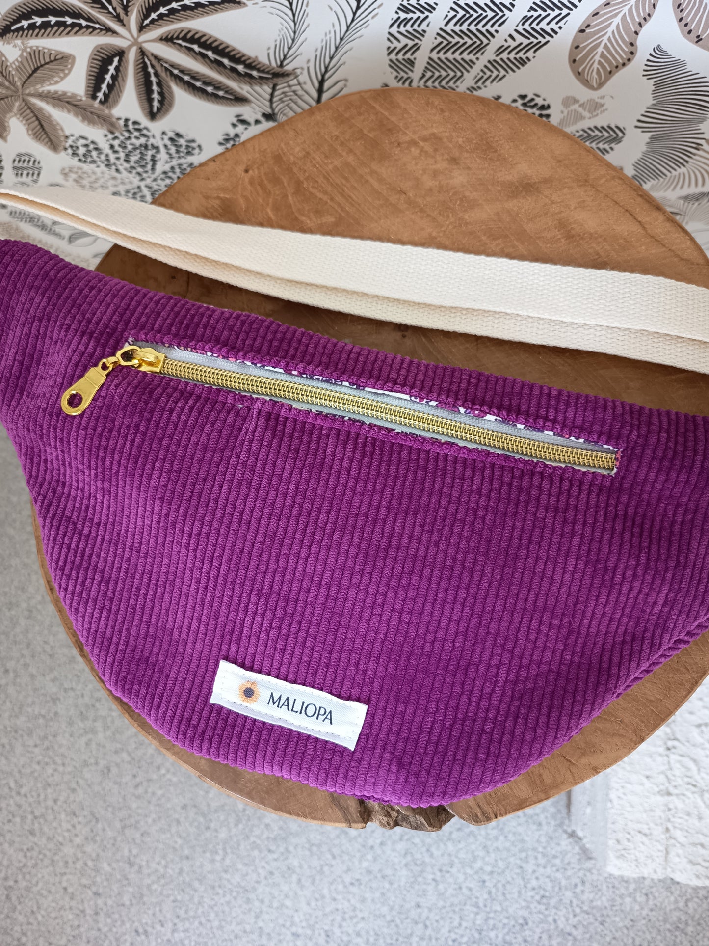 Sac banane velours côtelé violet