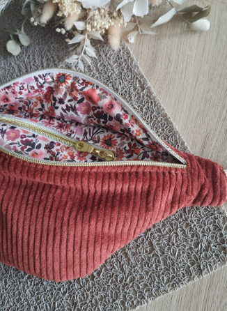 Sac banane velours brique origine